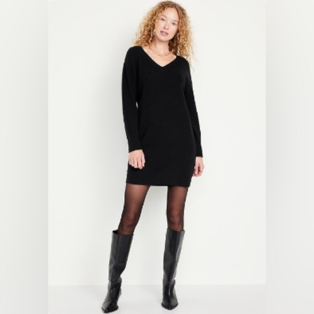 Old Navy Sweater Dress Mini Black Ribbed Women’s Plus Size XXL